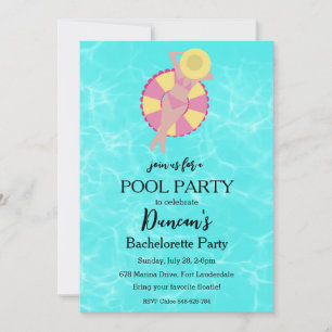 tropical bachelorette pool party invitation