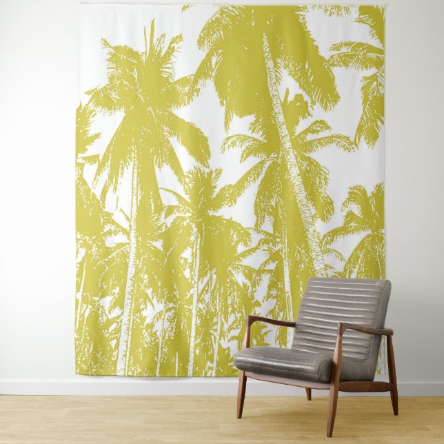 Tropical backdrop in a Gold Posterised Effect Tapestry (In Situ)