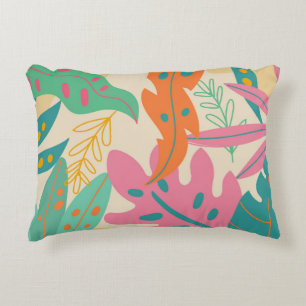 Tropical background with jungle plants. Palm leave Accent Pillow