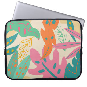 Tropical background with jungle plants. Palm leave Laptop Sleeve