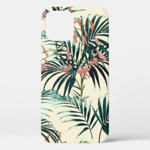 Tropical background with jungle plants. Seamless t iPhone 12 Case