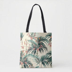 Tropical background with jungle plants. Seamless t Tote Bag