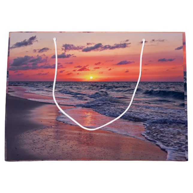 Tropical Bahamas Sunset Paradise Beach Large Gift Bag (Front)
