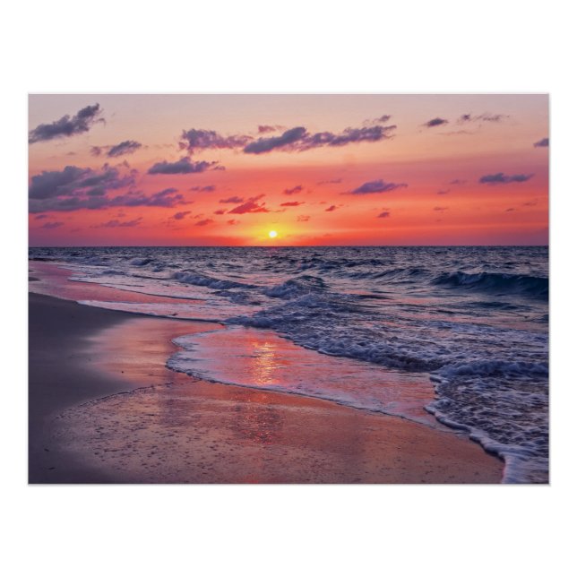 Tropical Bahamas Sunset Paradise Beach Poster (Front)