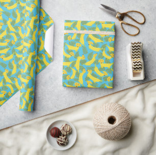 Tropical Banana Dogs Cute Patterned Wrapping Paper