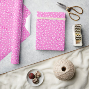 tropical banana leaf and flowers pink botanical wrapping paper