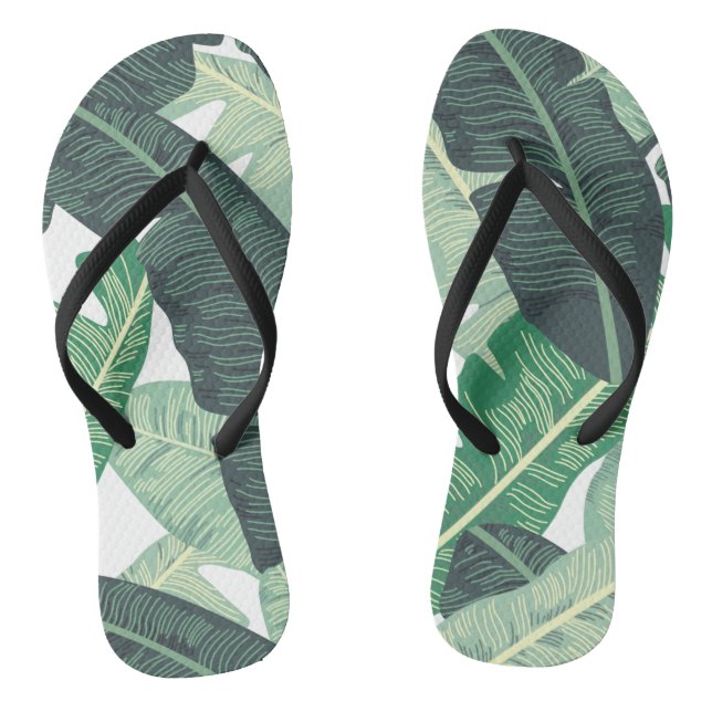 Tropical Banana Leaf pattern Flip Flops (Footbed)