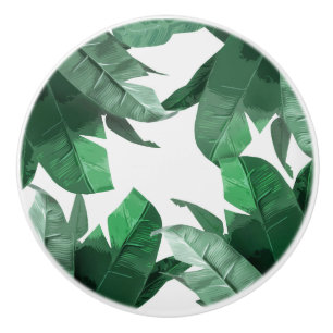 Tropical Banana Leaf Print Ceramic Door Knob