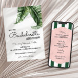 Tropical Banana Leaf/Stripes Bachelorette Invitation<br><div class="desc">Vintage-inspired watercolor banana leaf invitations set the tone for your beach, flamingo, pool or tropical event. These are perfect for a girls weekend destination bachelorette party or event. Backside has information template for a weekend itinerary. Customize or edit further clicking the "customize further" link and use the design tool to...</div>