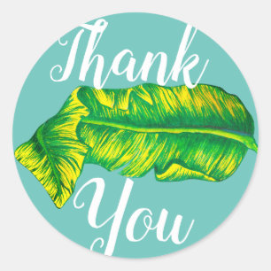 Tropical Banana Leaf Thank You Classic Round Sticker