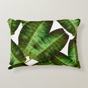 Tropical banana leaves, jungle leaf seamless flora accent pillow