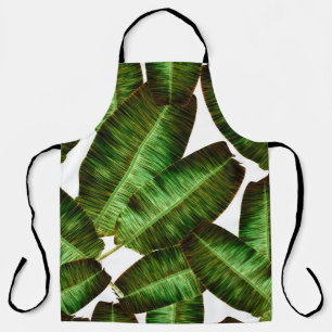 Tropical banana leaves, jungle leaf seamless flora apron