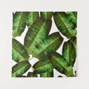 Tropical banana leaves, jungle leaf seamless flora tapestry