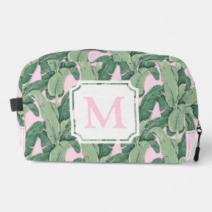 Tropical Banana Leaves Monogram   Stripes Dopp Kit