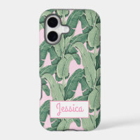 Tropical Banana Leaves on Pink