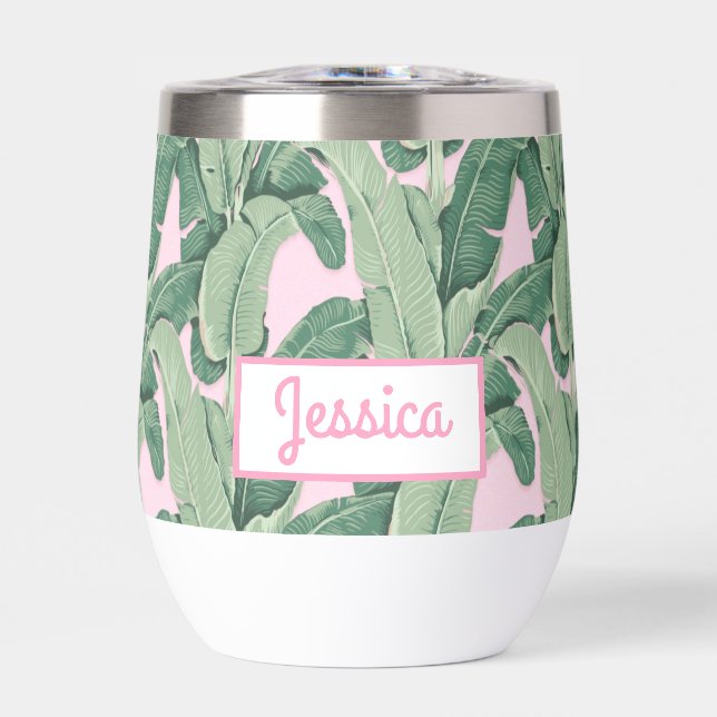 Tropical Banana Leaves on Pink  (Front)