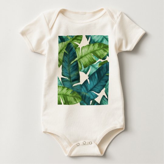 Tropical Banana Leaves Original Pattern Baby Bodysuit