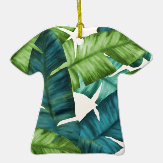 Tropical Banana Leaves Original Pattern Ceramic Ornament