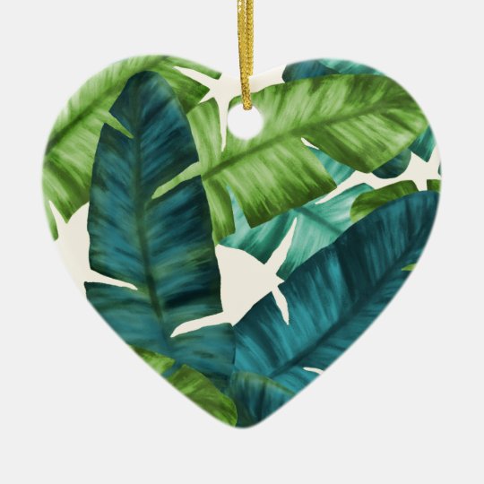 Tropical Banana Leaves Original Pattern Ceramic Ornament