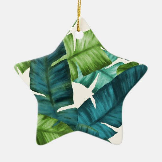 Tropical Banana Leaves Original Pattern Ceramic Ornament