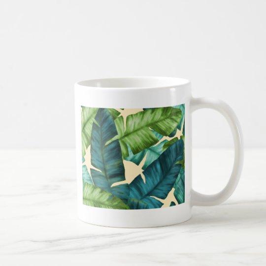 Tropical Banana Leaves Original Pattern Coffee Mug