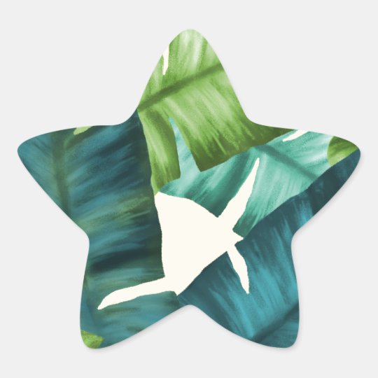 Tropical Banana Leaves Original Pattern Star Sticker