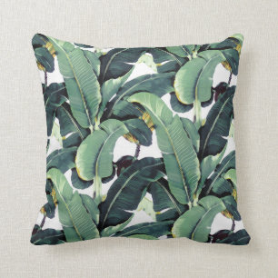 Tropical Banana Leaves Palm Throw Pillow
