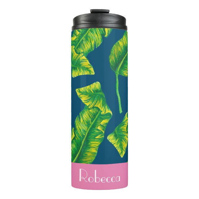 Tropical Banana Leaves | Personalized Thermal Tumbler (Front)