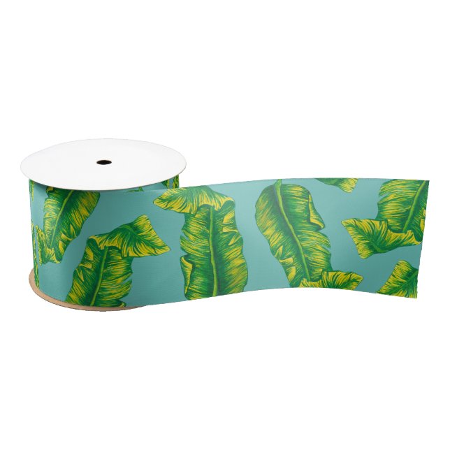 Tropical Banana Leaves Satin Ribbon (Spool)