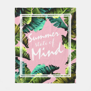 Tropical Banana Leaves Summer State of Mind Fleece Blanket