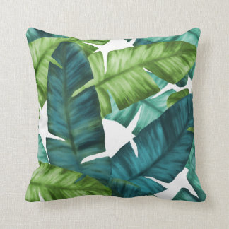 Tropical Banana Leaves Unique Pattern Throw Pillow