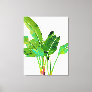 Tropical Banana Leaves Watercolor Canvas Print