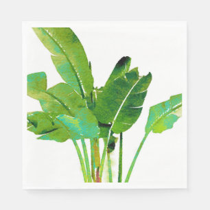 Tropical Banana Leaves Watercolor Napkin