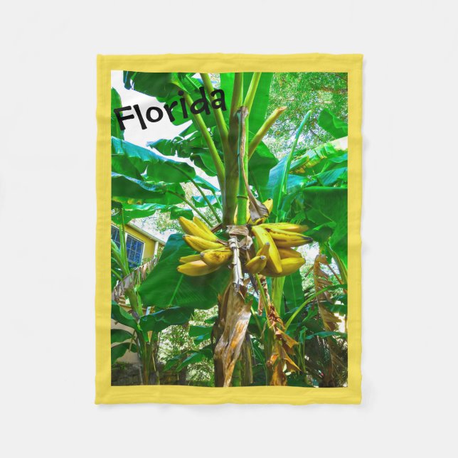 Tropical Banana Palm Tree St Augustine Florida Fleece Blanket (Front)