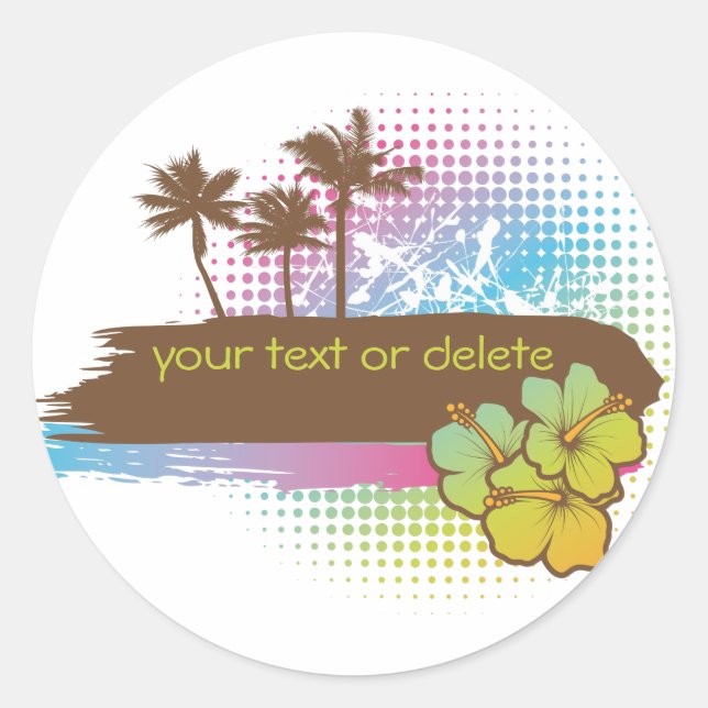 Tropical banner classic round sticker (Front)