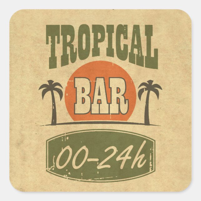 Tropical Bar Square Sticker (Front)