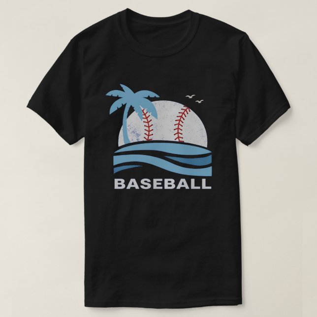 Tropical Baseball Palm Tree Summer Vacation T-Shirt (Design Front)
