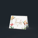 Tropical Bat Mitzvah Floral Watercolor Gold Script Thank You Card<br><div class="desc">Make sure your favourite Bat Mitzvah shows her appreciation to all who supported her milestone event! Send out this sophisticated, personalized thank you card! Stylish, stunning, colourful, tropical watercolor birds of paradise flowers, faux gold handwritten script, Star of David and glitter dots, along with spring green modern sans serif type,...</div>
