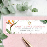 Tropical Bat Mitzvah Gold Palm Watercolor Address<br><div class="desc">Be proud, rejoice and celebrate this milestone of your favourite Bat Mitzvah with this sophisticated, personalized return address label! Stylish, stunning, colourful, tropical watercolor birds of paradise flowers, faux gold Star of David and glitter dots and dark rose pink and grey modern sans serif type overlay a white background. Personalize...</div>