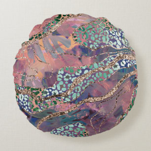 Tropical Batik Animal Glitter Glam 1 Round Pillow