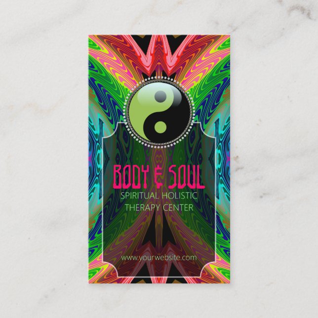 Tropical Batik New Age Yin Yang Business Cards (Front)