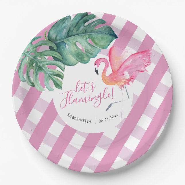 Tropical BBQ Baby Shower Watercolor Paper Plate (Front)