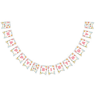 Tropical Beach 1st Birthday Party Bunting Flags