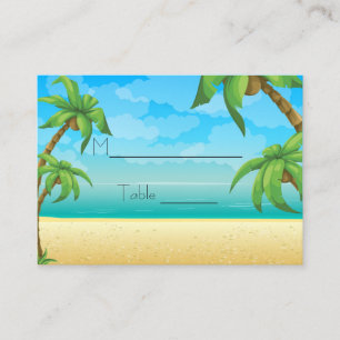 Tropical Beach and Palm Trees Place Setting Card