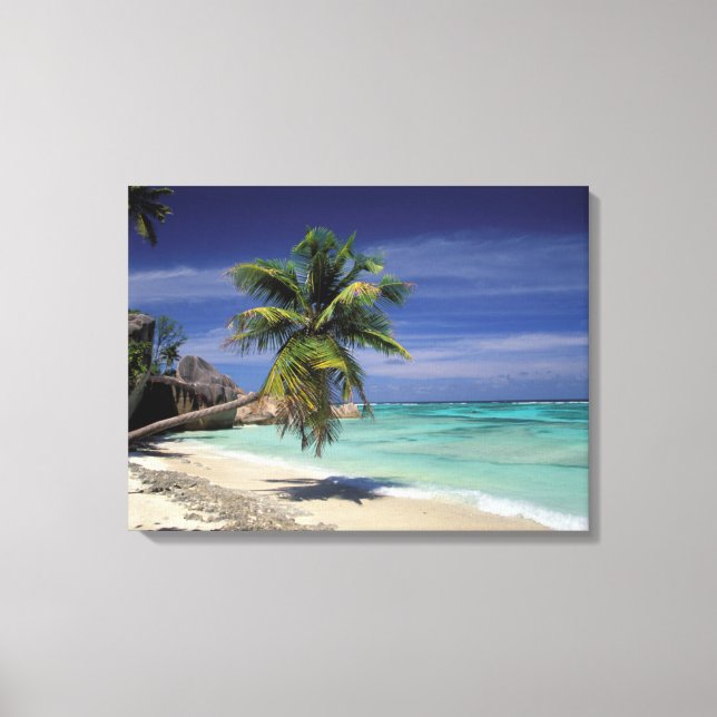 Tropical Beach, Anse Sourse D'Argent, La Digue Canvas Print (Front)