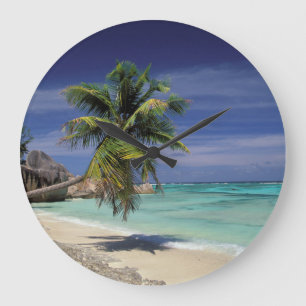 Tropical Beach, Anse Sourse D'Argent, La Digue Large Clock
