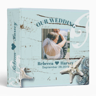 tropical beach aqua blue seashell wedding binder