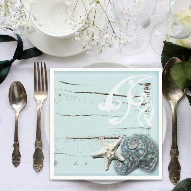 tropical beach aqua blue starfish wedding napkin (tropical beach aqua blue starfish wedding paper napkins)