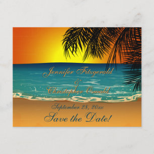 Tropical Beach at Sunset Wedding Save the Date