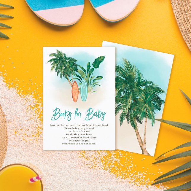 Tropical beach Baby on board surf bring a book Enclosure Card (Creator Uploaded)